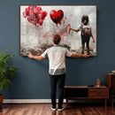 Girl Graffiti Wall Art Canvas Print, Red Balloon Heart by MyGreatCanvas | Canvas Wall Art Prints | Photo Prints & Wall Decor