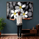 Plumeria Frangipani Black Stone Canvas | White Flower Spa by MyGreatCanvas | Canvas Wall Art Prints | Photo Prints & Wall Decor