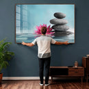 Zen Canvas Wall Art Lotus Flower Stacked Stones Teal Spa by MyGreatCanvas | Canvas Wall Art Prints | Photo Prints & Wall Decor