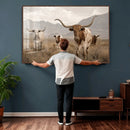 Rustic Texas Longhorn Cow Canvas Wall Art Print, Rustic Farm Animal Photography Print, Farmhouse Country Decor, Western Ranch Art by MyGreatCanvas | Canvas Wall Art Prints | Photo Prints & Wall Decor