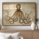 Sepia Octopus Wall Art Abstract Animal Canvas Print