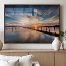 Wooden Pier on Seascape and Sunset Wall Art Canvas Print by MyGreatCanvas | Canvas Wall Art Prints | Photo Prints & Wall Decor