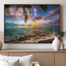 Framed Tropical Sunset Art Canvas Print