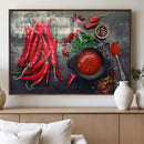 Red Chili Peppers Wall Art Kitchen Artwork Canvas Print