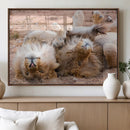 Lion Pair Wall Art Canvas Print – Framed Wildlife Scene with