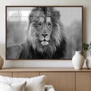 Black and White Lion Canvas Wall Art – Animal Print Artwork