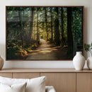 Sunlit Forest Pathway Canvas Print | 3 Panel Large Nature by MyGreatCanvas | Canvas Wall Art Prints | Photo Prints & Wall Decor