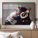Dj Monkey Listening to Music Wall Art Print | Banksy Monkey by MyGreatCanvas | Canvas Wall Art Prints | Photo Prints & Wall Decor