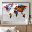 World Map Canvas Print – Detailed Map of the World Wall Art