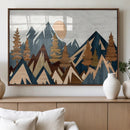 Abstract Wood Panel Effect Mountain Range Top Wall Art