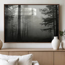 Misty Forest Wall Art Premium Canvas Print a Foggy and