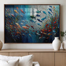 Modern Abstract Fish Shoal Wall Art Canvas Print, Colorful