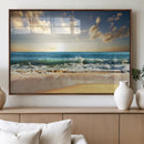 Golden Sunset Beach Triptych Canvas Wall Art for Living Room