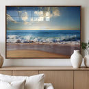 Serene Ocean Sunset Canvas Wall Art - Beach Waves at Sunset,