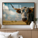 Longhorn in the Prairie - Stunning Ranch-Style Triptych Wall