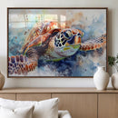 Watercolor Sea Turtle Wall Art Canvas Print - Vibrant Ocean