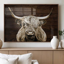 Highland Cow Wall Art Canvas Print, Rustic Farmhouse Decor,