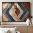 Geometric Wood Art Wall Decor Canvas Print, Rustic Wooden