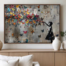 Banksy Wall Art - Banksy Girl and Butterfly Explosion Wall