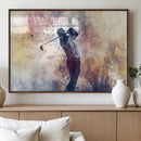 Abstract Watercolor Golf Player Wall Art Canvas Print