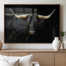 Black Bull Wall Art – Majestic Longhorn Canvas Print with