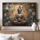 Golden Buddha Wall Art Canvas Print | Zen Meditation Floral
