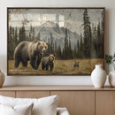 Rustic Grizzly 399 Bear Family Wall Art Canvas Print