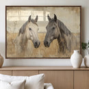 Chines Ink Style Grunge Horses Wall Art Canvas Print