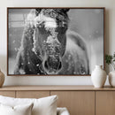 Black and White Horse Winter Wall Art | Ready to Hang and