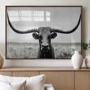 Longhorn Bull Canvas Print | Rustic Farmhouse Wall Art |