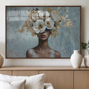 Golden Petal Wall Art - Petal Silhouette Woman Wall Art by MyGreatCanvas | Canvas Wall Art Prints | Photo Prints & Wall Decor