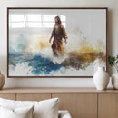 Watercolor Jesus Walking Wall Art Print, Jesus Water Canvas