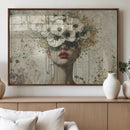 Abstract Floral Women Patel Wall Art Canvas Print