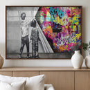 Banksy Print - Street Art Canvas Wall Art - Kids Revealing