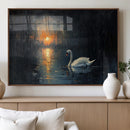 Abstract Swan on Water Wall Art Canvas Print - Elegant