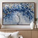 Blue and Gold Abstract Tree Wall Art Canvas Print | Modern