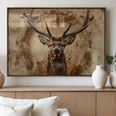 Wood Abstract Deer Wall Art | Rustic Wildlife Canvas Print |
