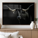 Texas Black Longhorn Bull Wall Art Canvas Print - Western by MyGreatCanvas | Canvas Wall Art Prints | Photo Prints & Wall Decor