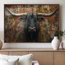 Longhorn Texas Cow Bull Wall Art | Rustic Farmhouse Canvas by MyGreatCanvas | Canvas Wall Art Prints | Photo Prints & Wall Decor