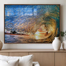 Ocean Wave at Sunset Canvas Wall Art – Vibrant Coastal Beach