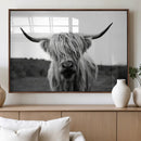 Highland Cow Wall Art | Black and White Farmhouse Decor |