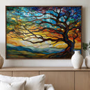 Vibrant Mosaic Tree of Life Wall Art | Stained Glass Style