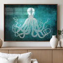 Green Octopus Abstract Wall Art Canvas Print