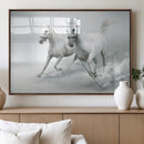 Large Wall Art Canvas Print – Beautiful Running White Horses