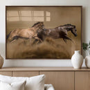 Large Wall Art Canvas Print – Two Running Brown Horses