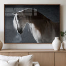 Large Wall Art Cream Colored Horse on Grey Background Canvas