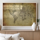 Push Pin World Map Canvas Print – Travel Tracker Wall Art