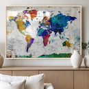 World Map Canvas Print – Detailed Map of the World Wall Art