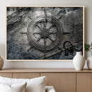 Ship Steering Wheel Vintage Wall Art Canvas Print