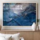 Navy Blue Canvas Art Abstract Print – Elegant Triptych